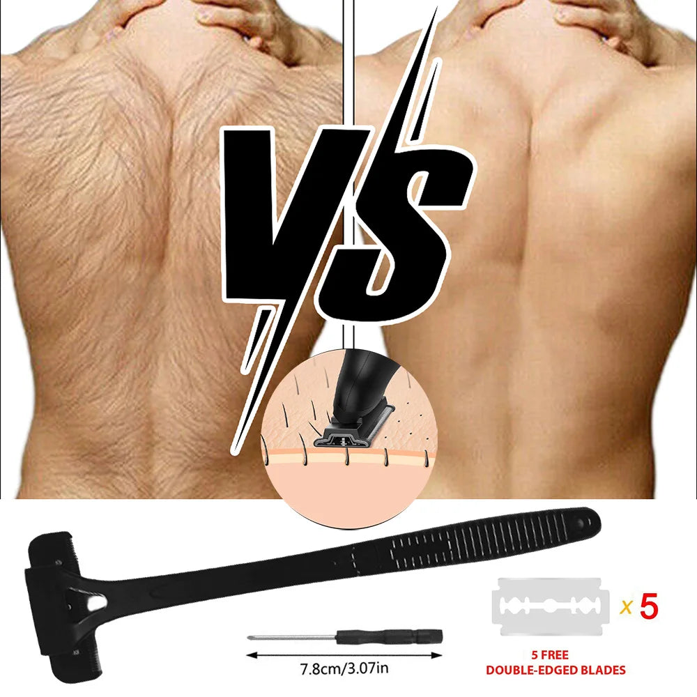 Men's Back Shaver Hair Body Shaver, Safety Long Handle, Foldable Trimmer, Body Leg Removal, Shaving Razor Tool Back Shavers
