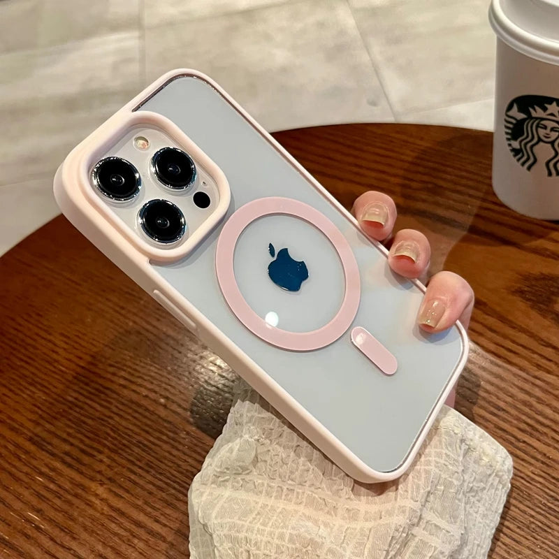 Luxury Magnetic Wireless Charge For Magsafe Case for iPhone 16 15 14 Plus 13 12 11 Pro Max Mini Soft Bumper Transparent Cover