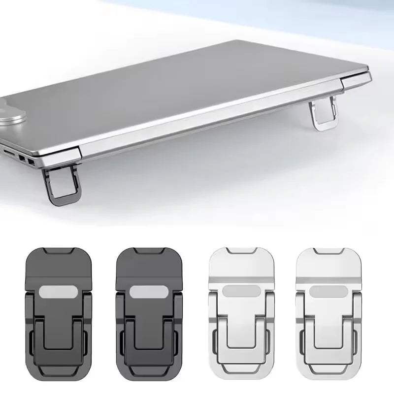 2PCS Mini Foldable Laptop Stand Portable Computer Keyboard Riser with 2 Adjustable Angles Self-Adhesive Invisible Notebook Stand