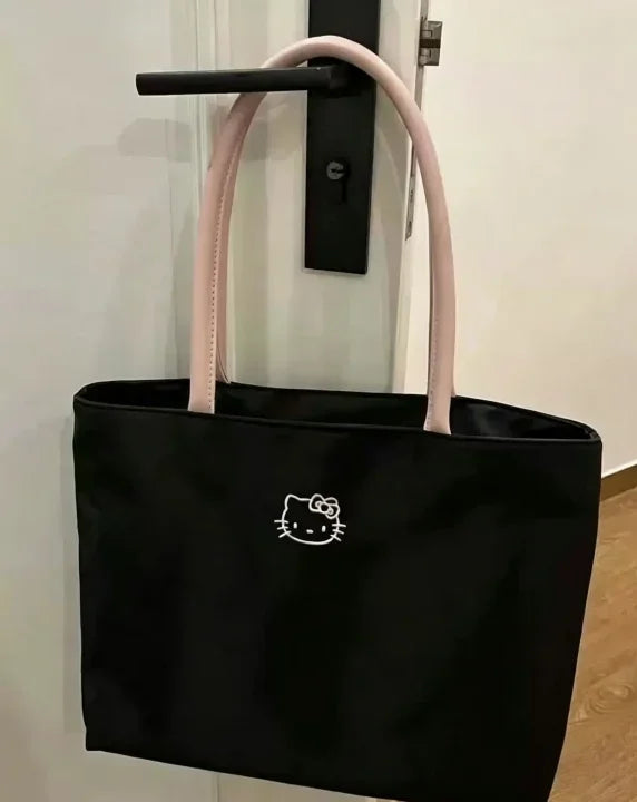 Large-capacity Tote Bag with Kitty embroidery, lightweight Underarm Handbag for Women, Cute and Exquisite, Suitable for Young Gi