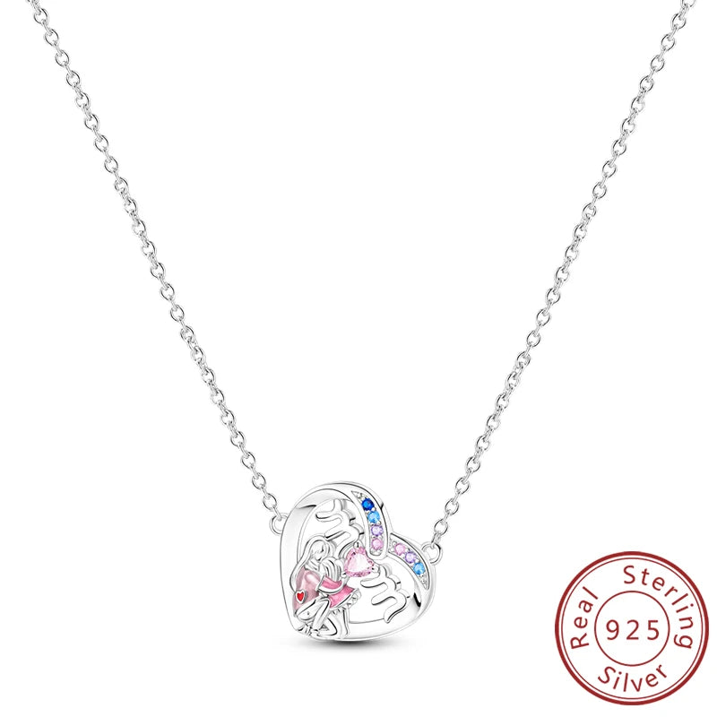 Necklace 925 Sterling Silver Butterfly Love Heart Bear Classic Simple Adjustable Necklace For Women Girl Fashion Jewelry Gifts