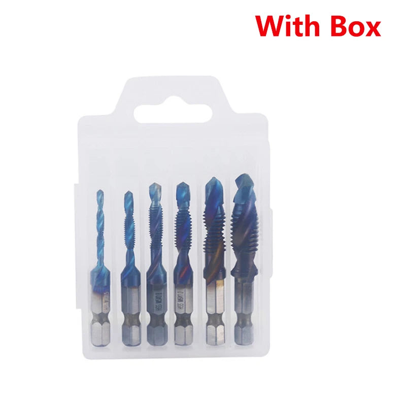 Hex Shank Titanium Plated HSS Screw Thread Metric Tap Drill Bits Screw Machine Compound Tap M3 M4 M5 M6 M8 M10 Hand Tools