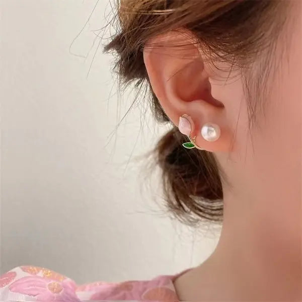New Imitation Pearl Stud Earrings for Women Geometric Crystal Zircon Stars Earring Birthday Party Banquet Jewelry