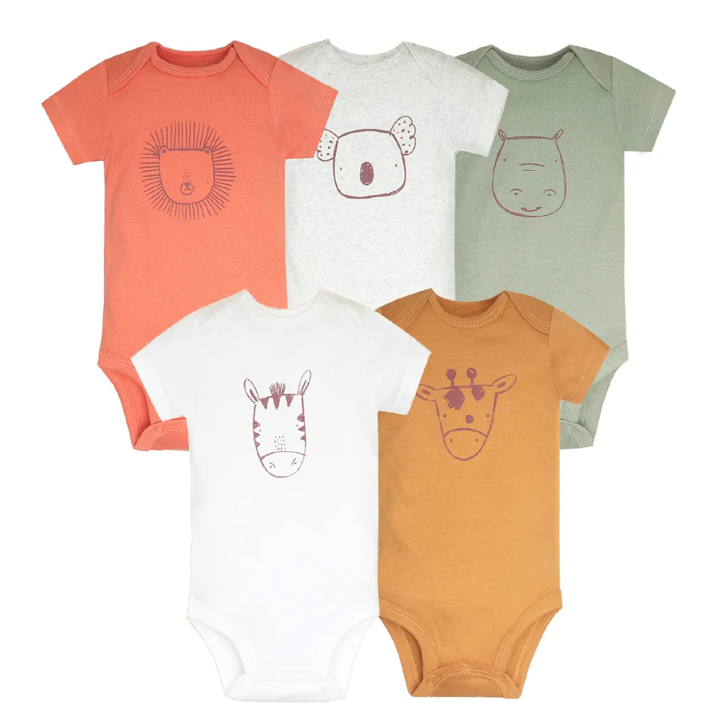 5Pcs/Lot Baby Boy Clothes Cartoon Dinosaur Bodysuits Cotton Summer Newborn Baby Girl Clothing Infant 6-24 Month Outfits Bebe