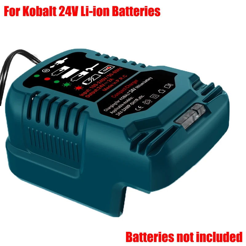 Portable Mini Rapid Charger Compatible for Kobalt/Greenworks/Snow Joe 24V Lithium Batteries Power Tool Battery Charger US Plug