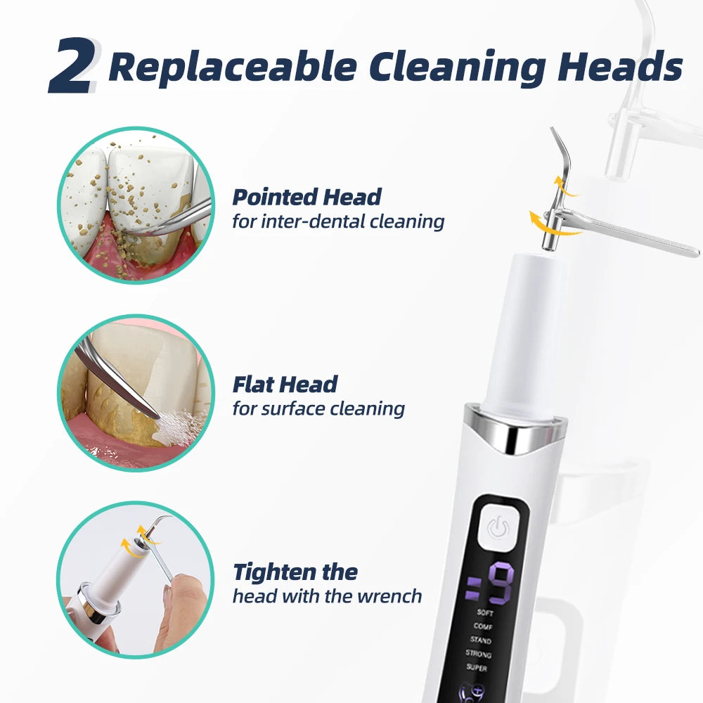 Ultrasonic Dental Scaler Tartar Remover for Teeth Cleaning 5 Modes with LED Light Household Oral Care Dental Cleaner Tool