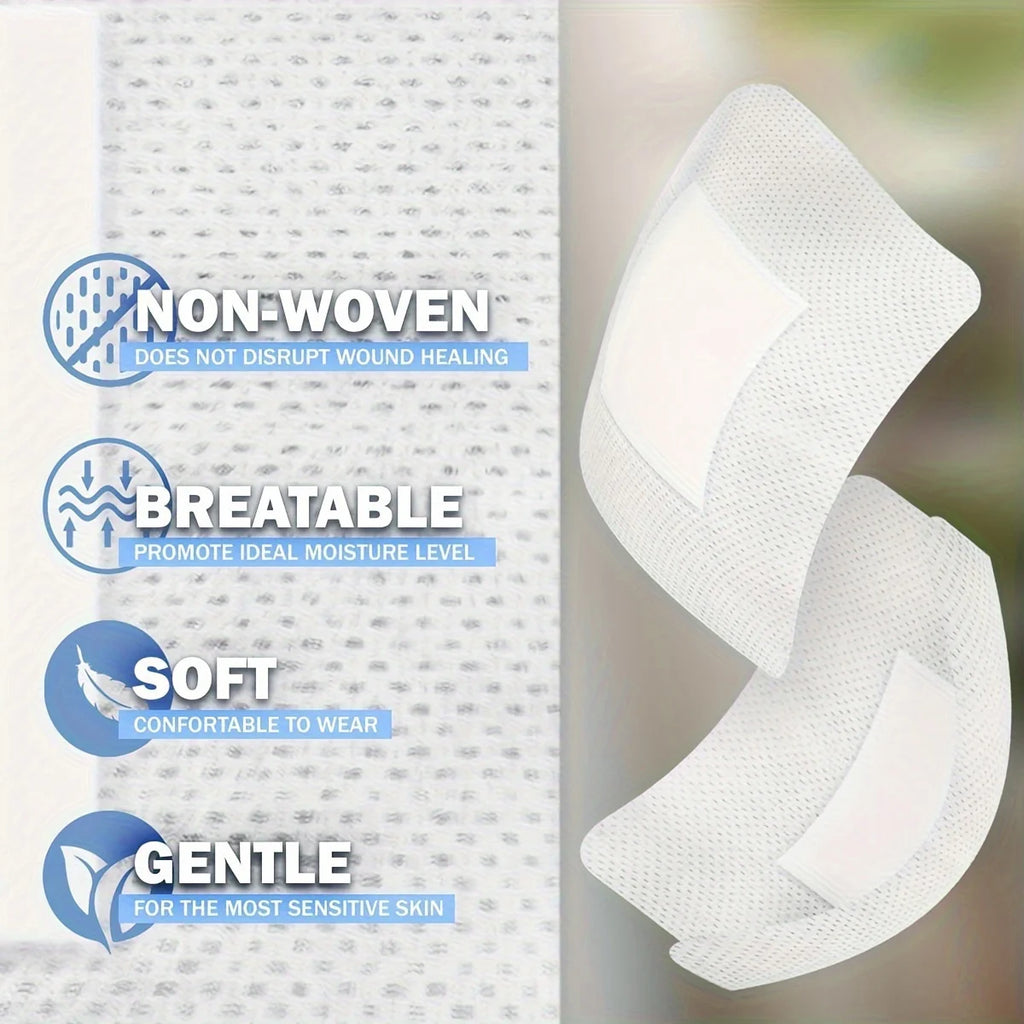 50PCS Non-Woven Medical Adhesive Bandages, Easy Tear Wound Dressing, Individually Wrapped Protection Equipment for First Aid Kit
