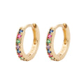 2pcs Stainless Steel Minimal Hoops Earrings for Women 5mm 6mm 7mm 8mm 9mm Huggie hoops mini Multicolored Rainbow CZ Earring