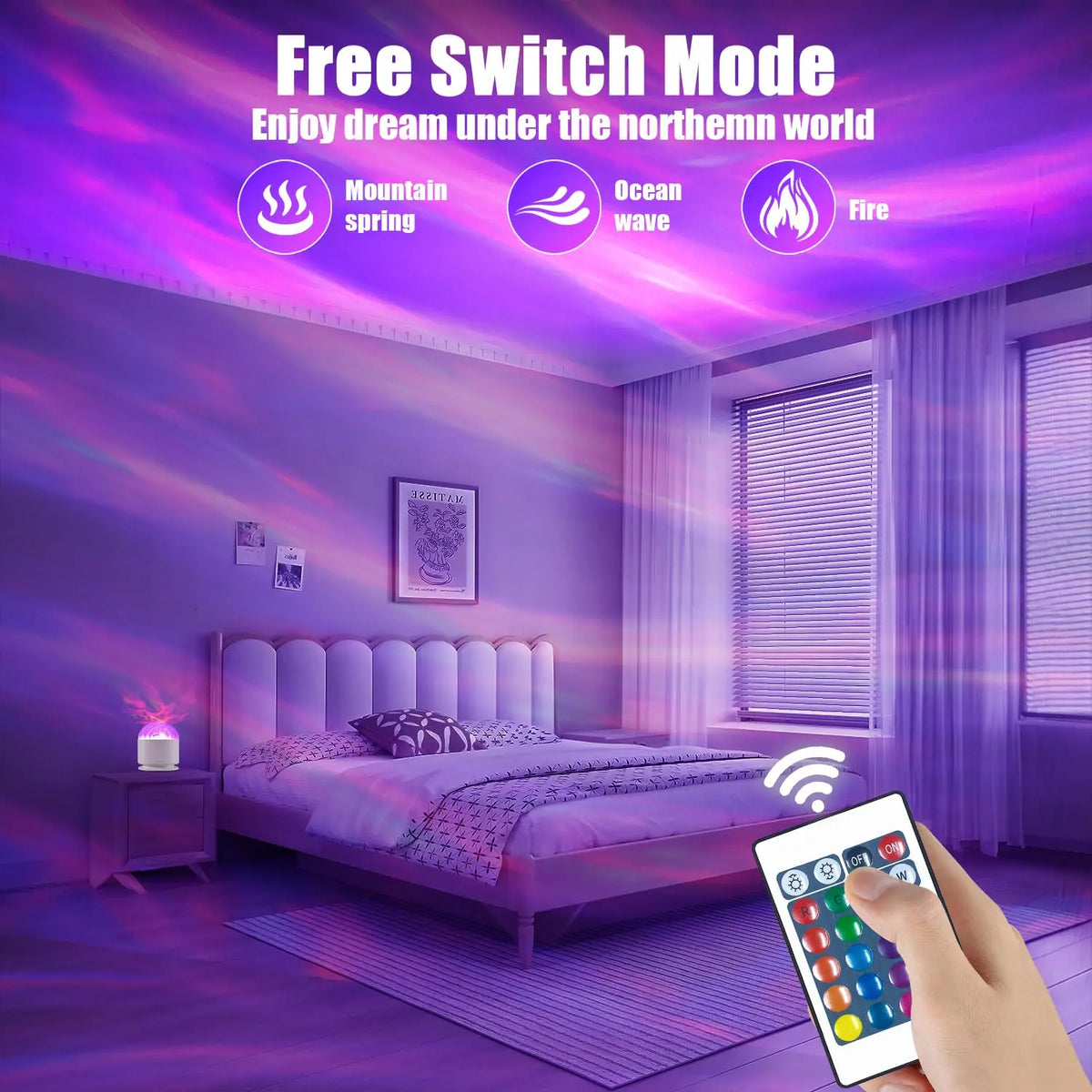 Starry Sky Projector Light 16 Colors LED Night Light Remote Auto Rotate USB Powered Home Room Party Decor Northern Ambient Light