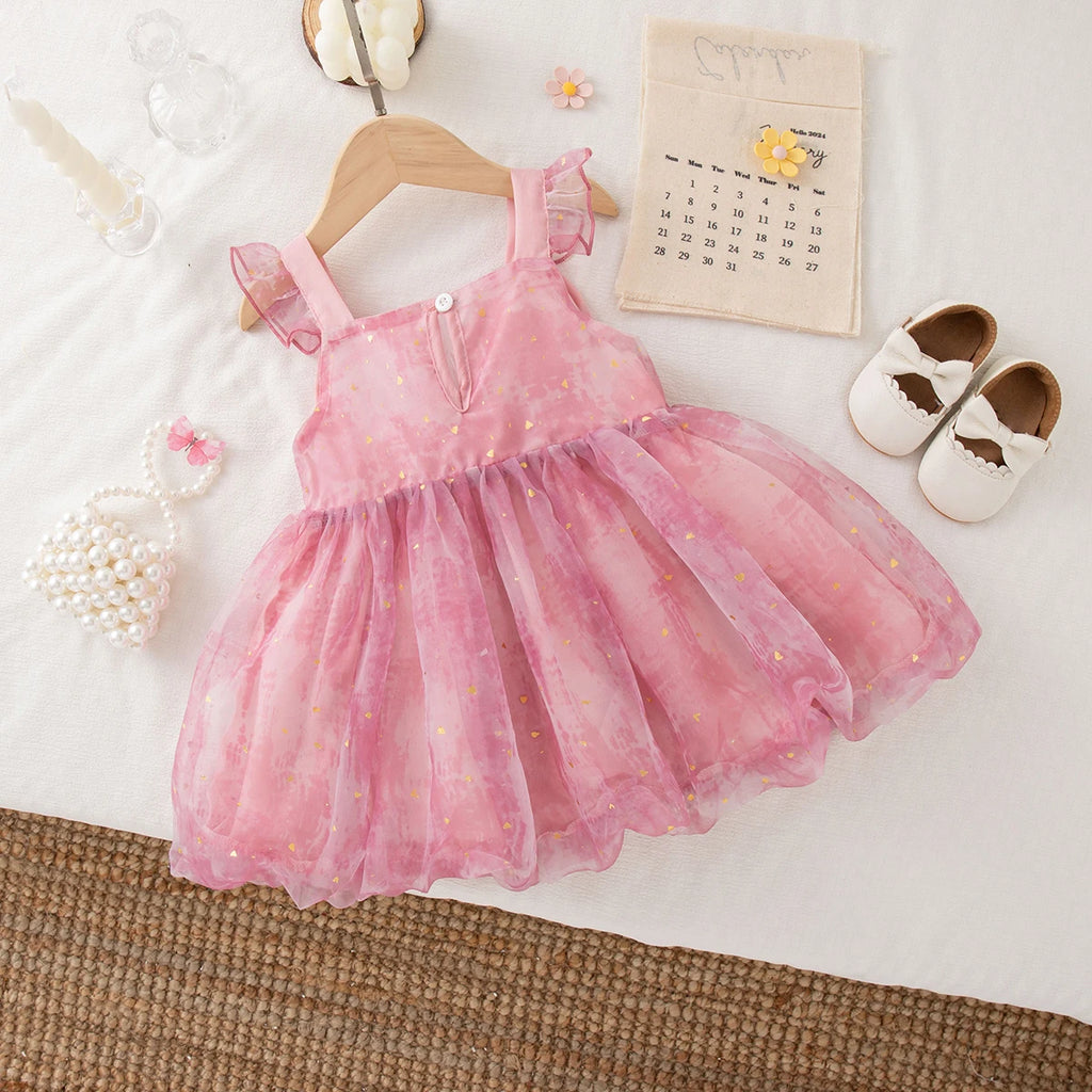 Girls' Dress Summer Bow Floral Puff Sleeve Baby Girl Dress Adorable Princess Baby Dress Baby Girl Clothes