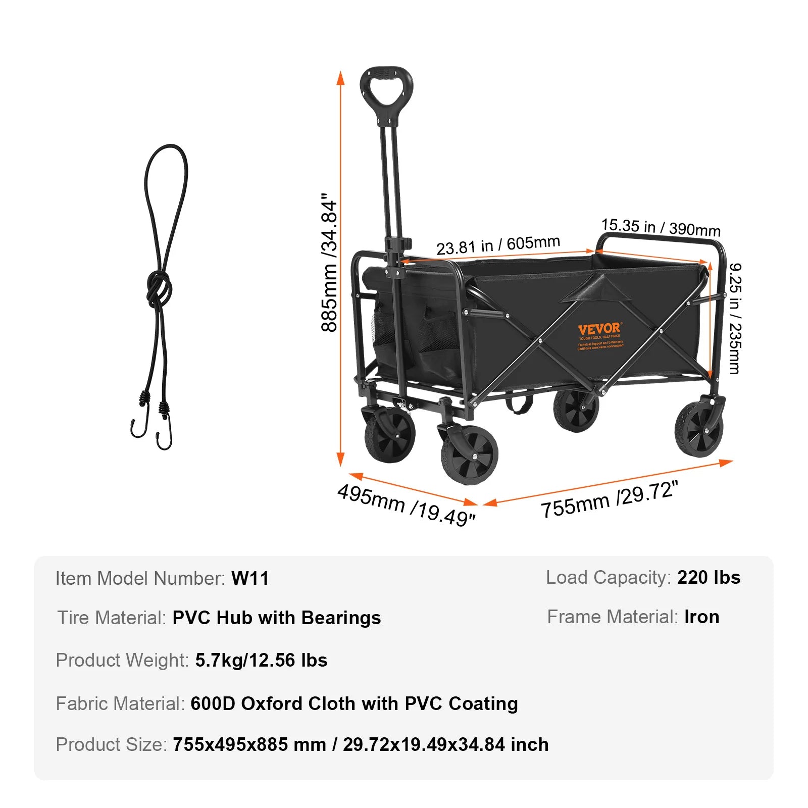 SucceBuy Collapsible Folding Wagon Beach Wagon Cart with All-Terrain Wheels Drink Holder Sport Wagon for Camping Shopping Garden