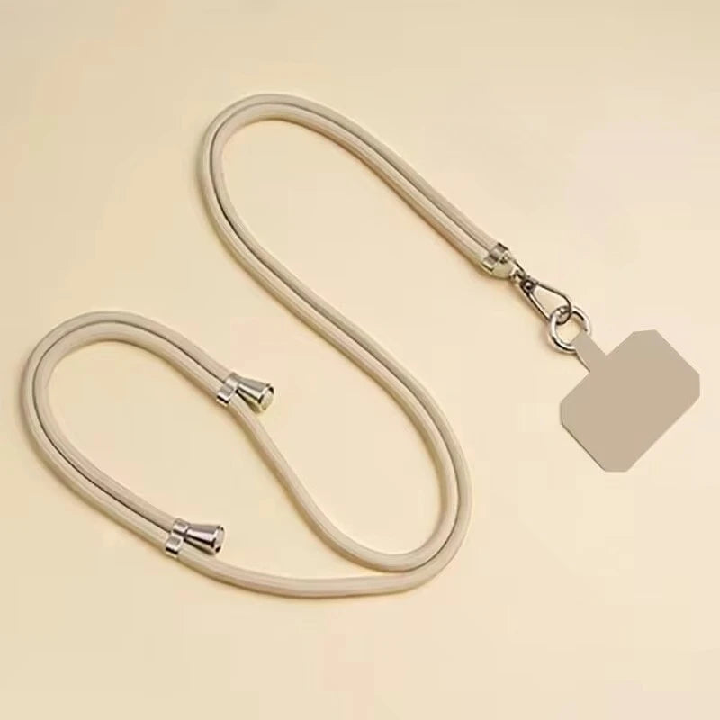 Universal Adjustment Phone Lanyard Solid Color Polyester Necklace Strap Long Hanging Rope With Clip Anti-Lost Crossbody Lanyard