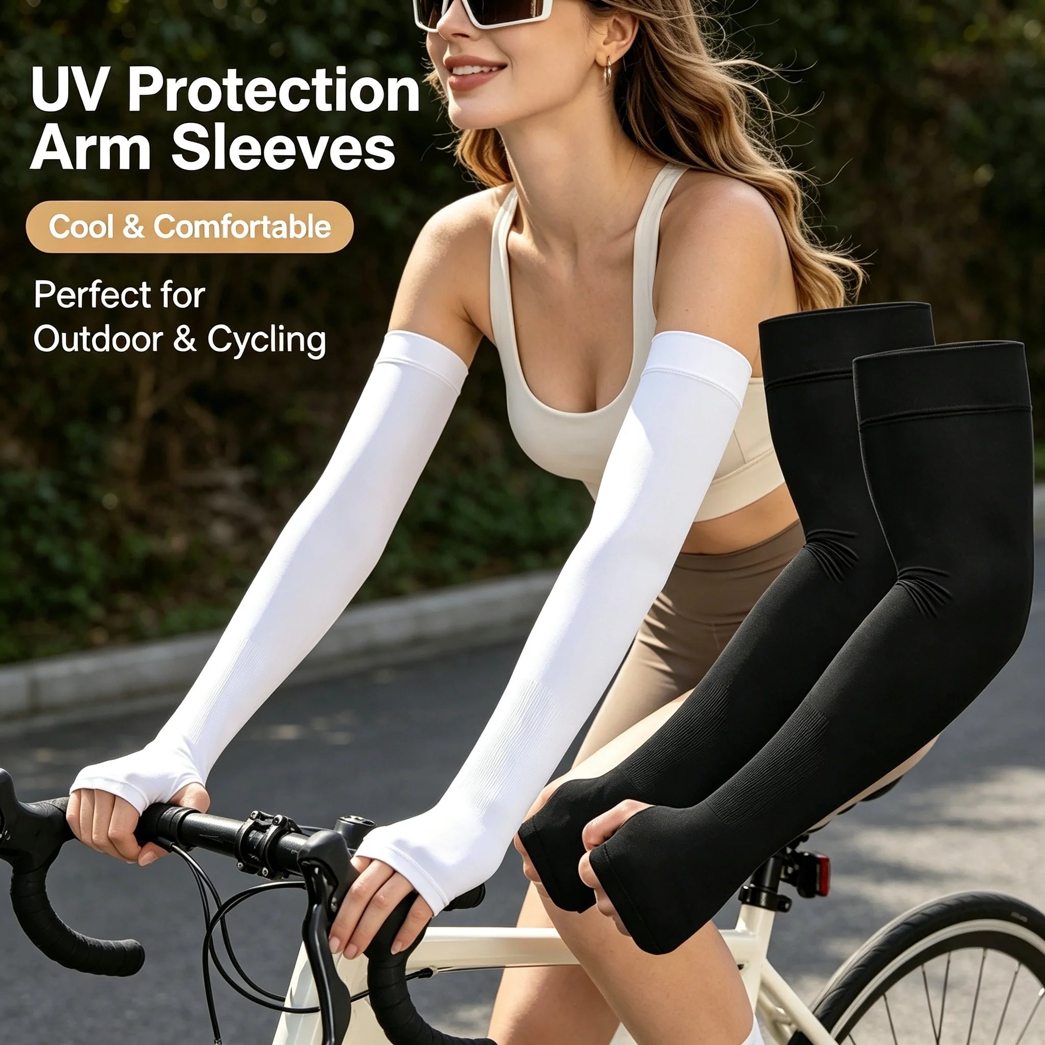 Cooling Ice Sun Sleeves for Arm Breathable UV Protection Arm Sleeves High Elastic Quick Dry Summer Outdoor