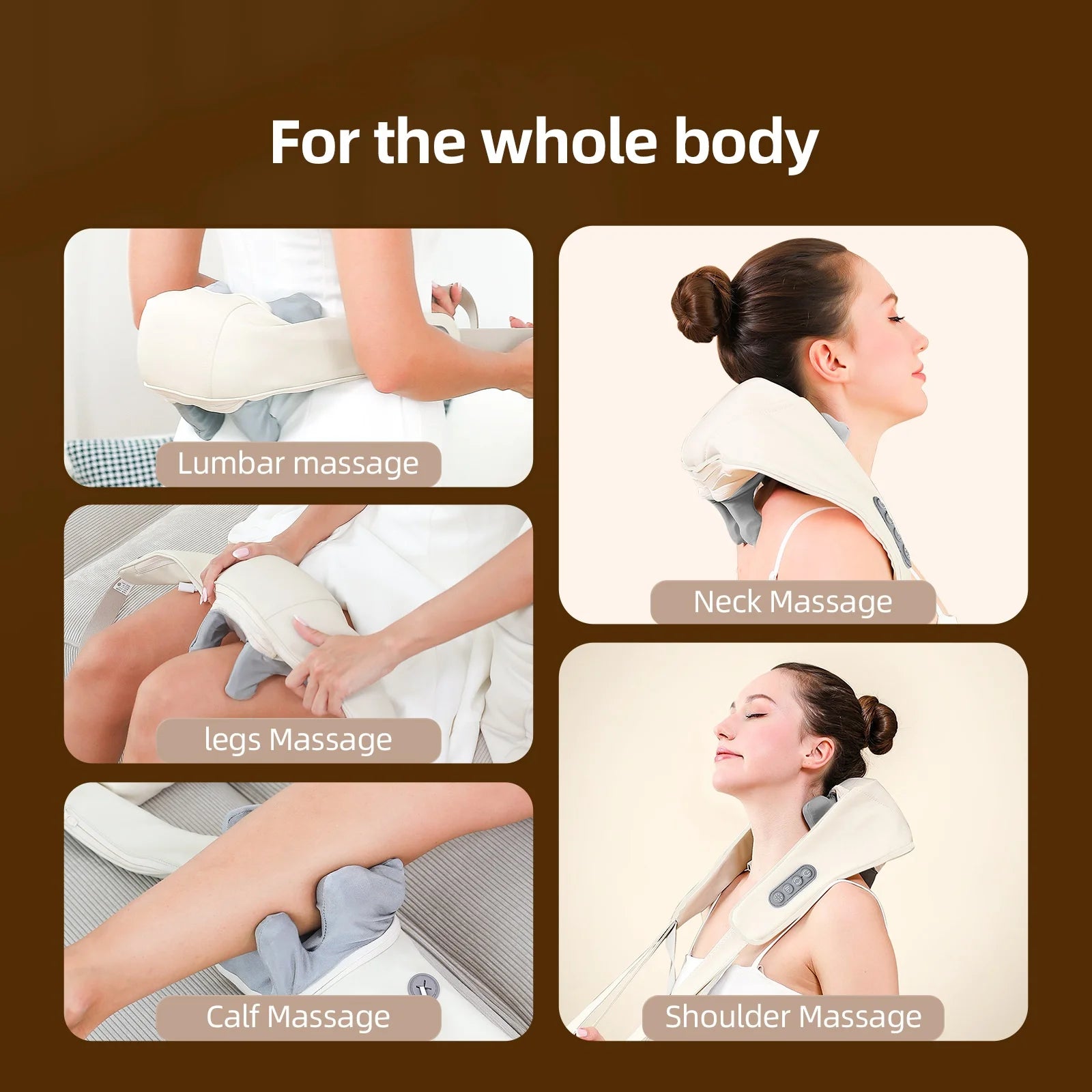 Foreverlily 26W Brushless Motor Neck And Shoulder Massager Wireless Shoulder And Back Kneading Massage Shawl Neck masajeador