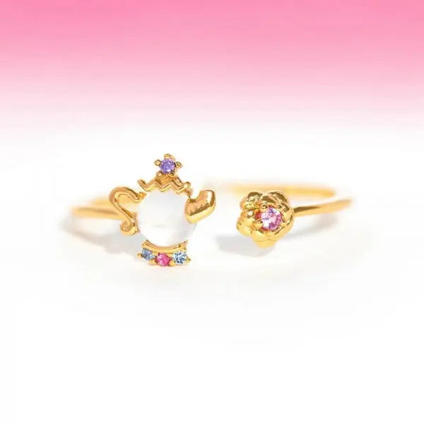 Korean CZ Sweet Crystal Zircon Heart Ring For Women Exquisite Shell Flower Opening Finger Rings Princess Wedding Jewelry