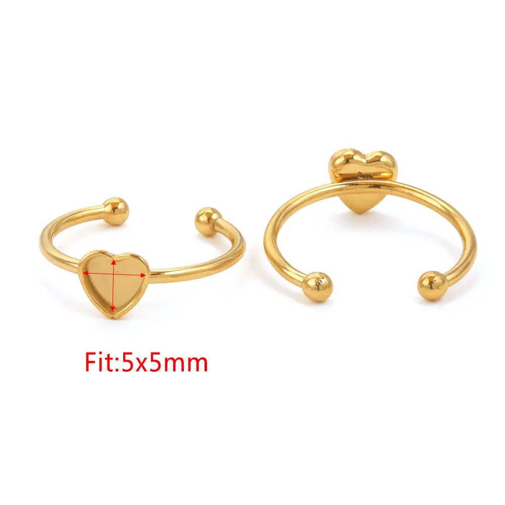 10pcs Adjustable Stainless Steel Open Ring Settings Blank Base Bezel Cabochons Rings For Jewelry Making DIY Finger Ring Blank