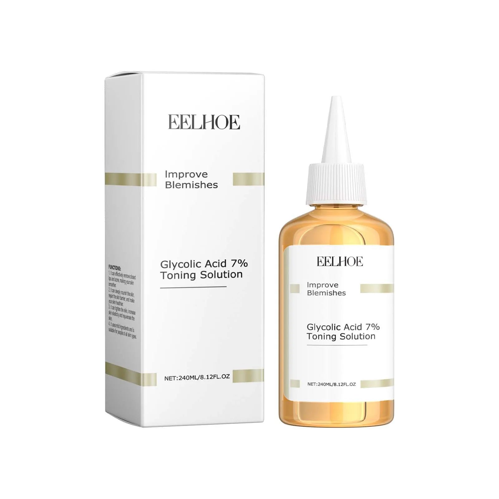 EELHOE  Glycolic Acid 7% Toning Face  Firming Skin Shrink Pores Glow Facial Oil-Control Relieve Dry Skin Care Acid Toner 240ml