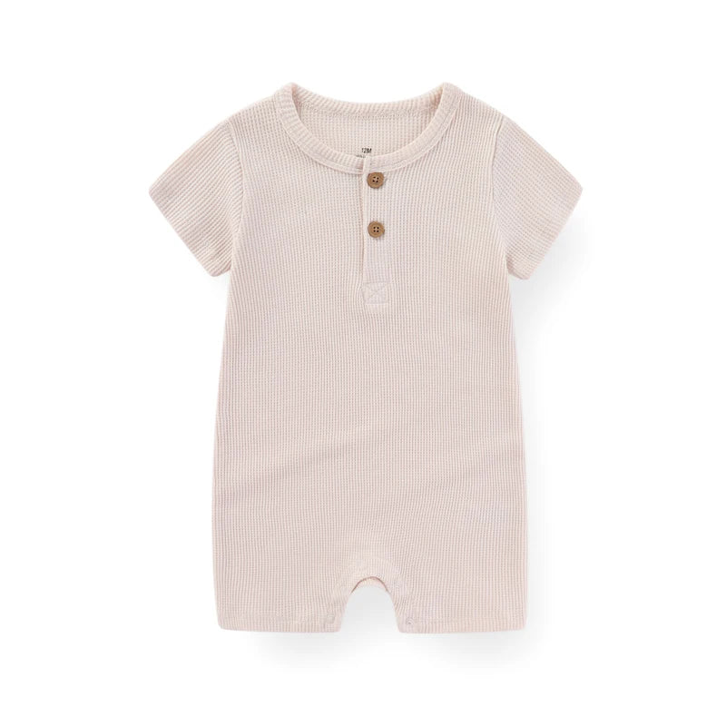 Kiddiezoom 1 PCS Fashion Four Seasons Unisex Solid Short Sleeve Baby Boy Girl Rompers 100%Cotton Soft Newborn Jumpsuit Clothes