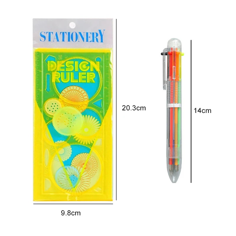 Spirograph Art Drawing Ruler Children DIY Handmade Painting Template Multifunctional Cartoon Color Developmental Toys Gifts TMZ