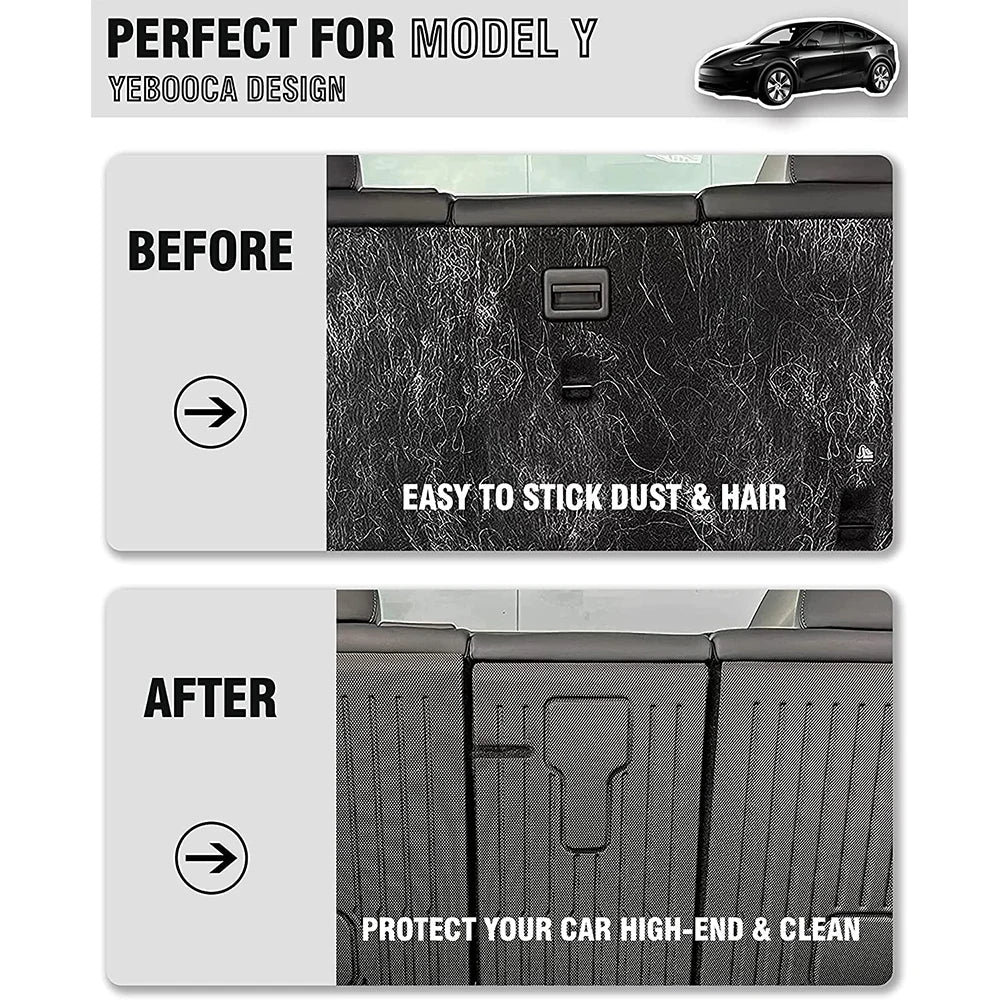 Rear Seat Back Cover Backrest Protector for Tesla 2020 ~ 2026 Model Y Juniper Trunk Anti-scratch Pad Anti-dirty Mat with Velcro