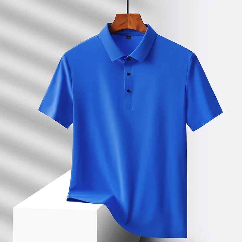 Selected popular nylon fabric, dad's summer clothing, middle-aged men's short sleeved T-shirt, summer ice silk quick drying, mid