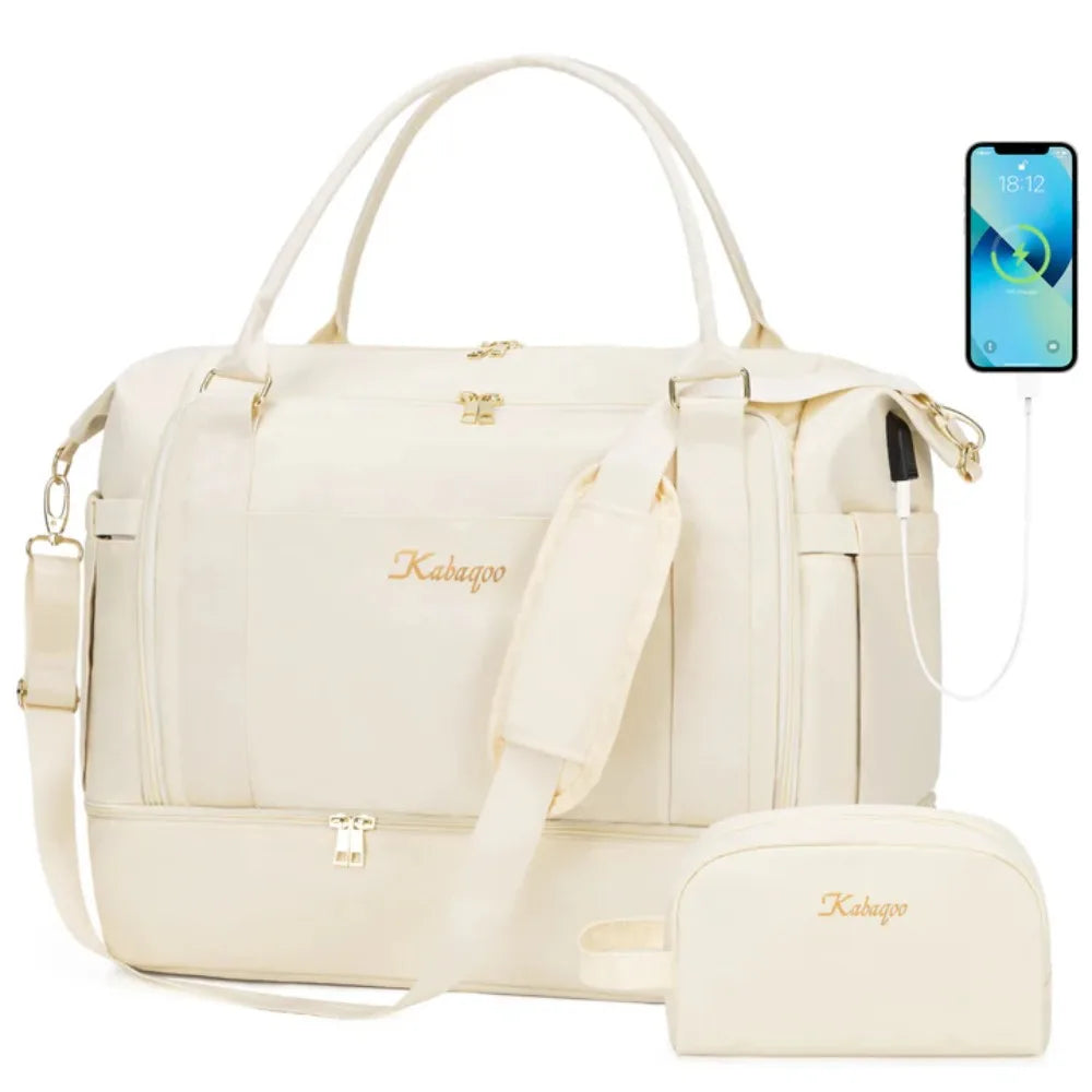 Waterproof Travel Luggage Bag Large Capacity Dry Wet Separation Sports Bag with USB Charging Port Gym Yoga Handbag for Traveling