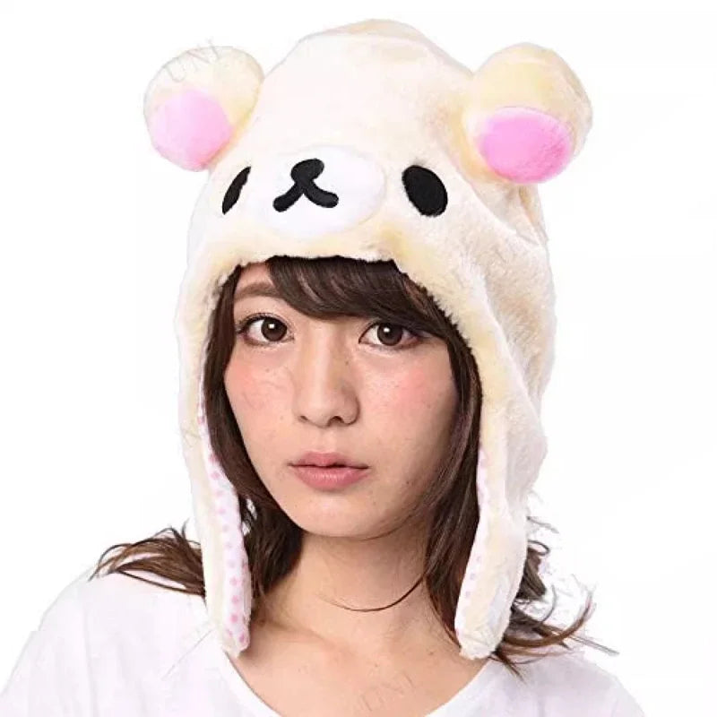Rilakkuma Korilakkuma Bear Plush Ushanka Hat Kawaii Cute Winter Hat For Women Girls Boys Kids Cartoon Anime Cap Gorras