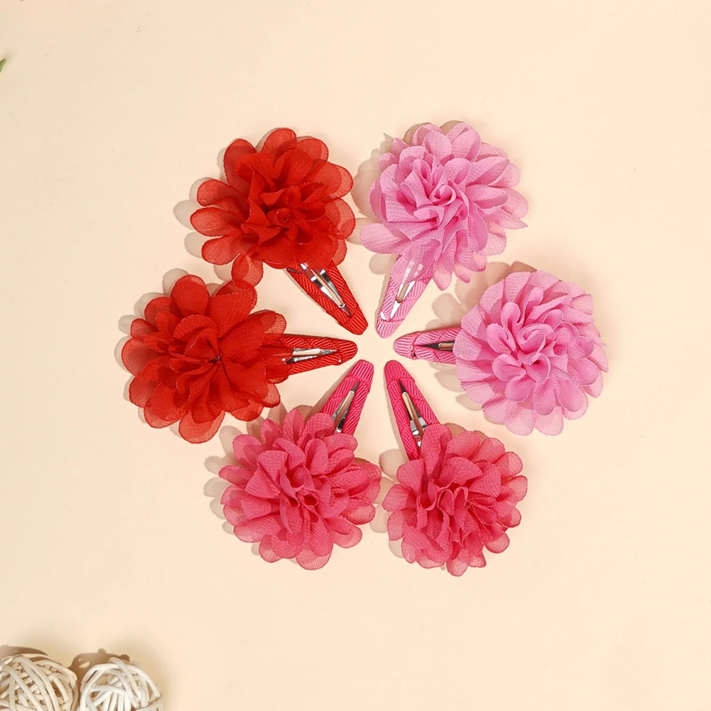 6Pcs Cute Chiffon Flower Anti Slip Bangs Hair Clip Princess Hair Accessory Suitable for Girls Daily Use a Choice as a Gift