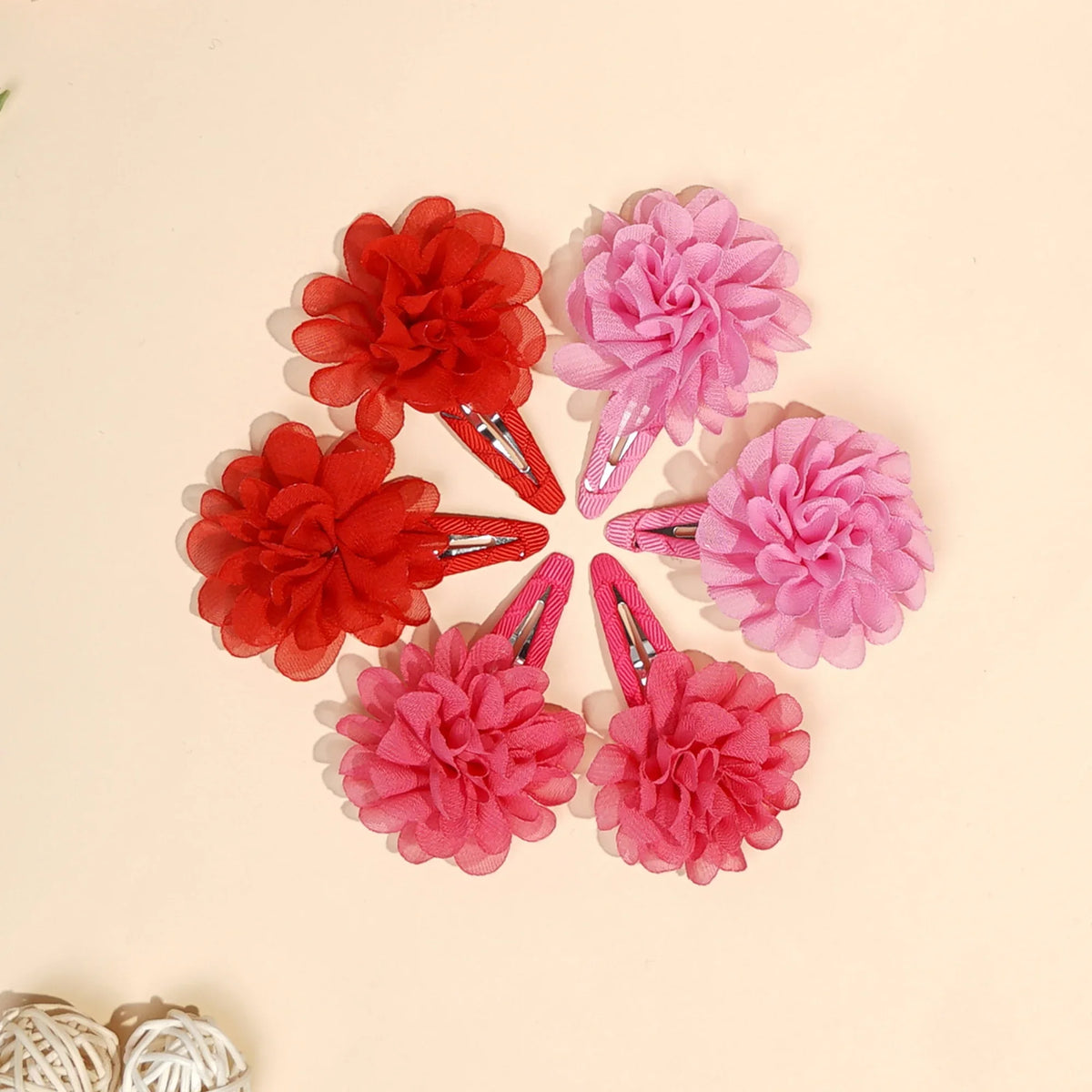 6Pcs Cute Chiffon Flower Anti Slip Bangs Hair Clip Princess Hair Accessory Suitable for Girls Daily Use a Choice as a Gift