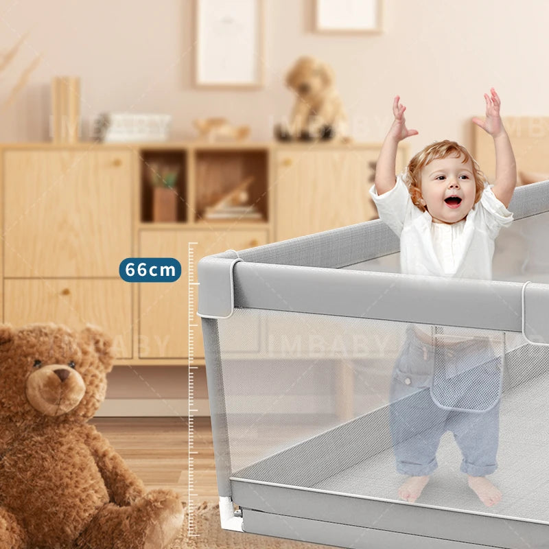 IMBABY Baby Playground 150x180cm Baby Playpen Grey Children's Fence Box with Protective Angle Game Playpen for Children Activity
