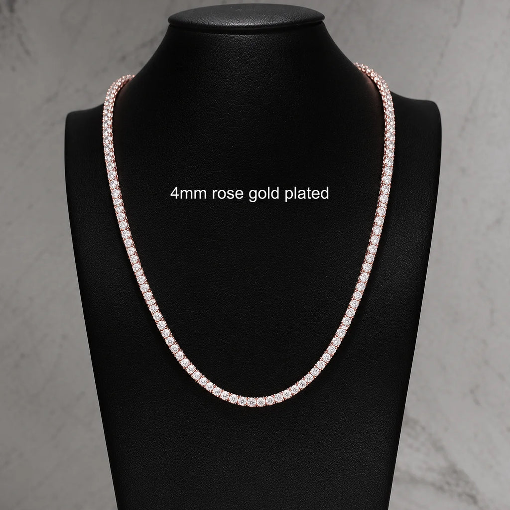 2-5mm Men Women Moissanite Tennis Chain Rose Yellow Moissanite Tennis Bracelet s925 Silver Tennis Chain For Women Men