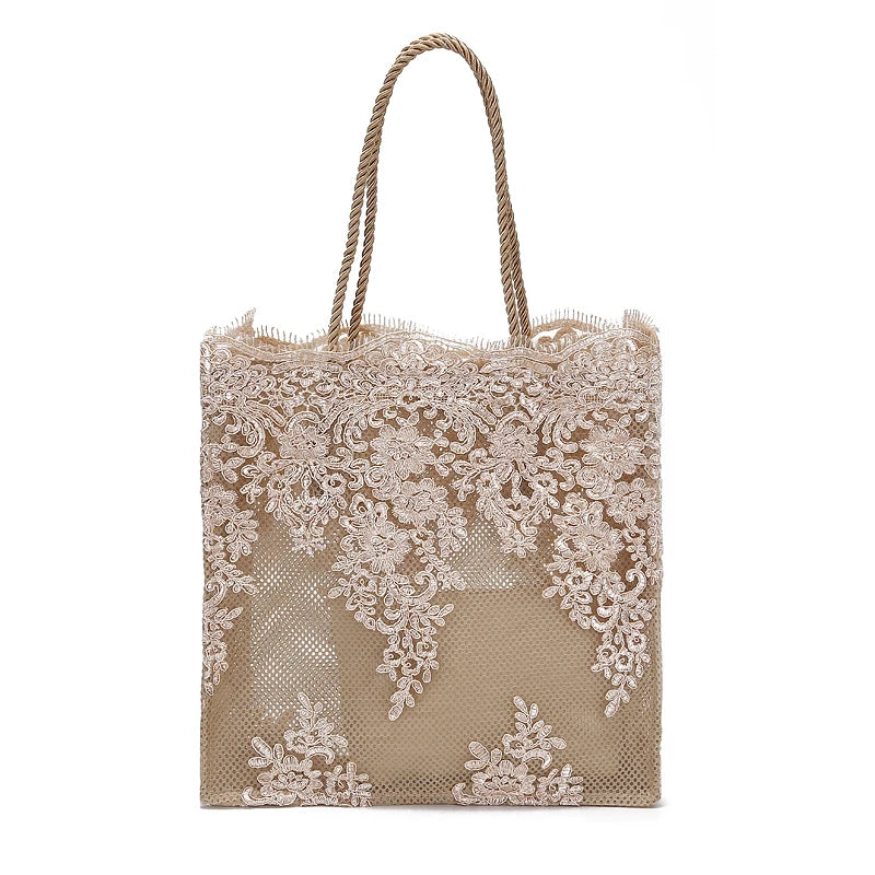 Chic Summer Light Bags Fashion Party Wedding Bags Ivory White Lace Bag Women Purses Handbag Totes Shoulder Female Bride