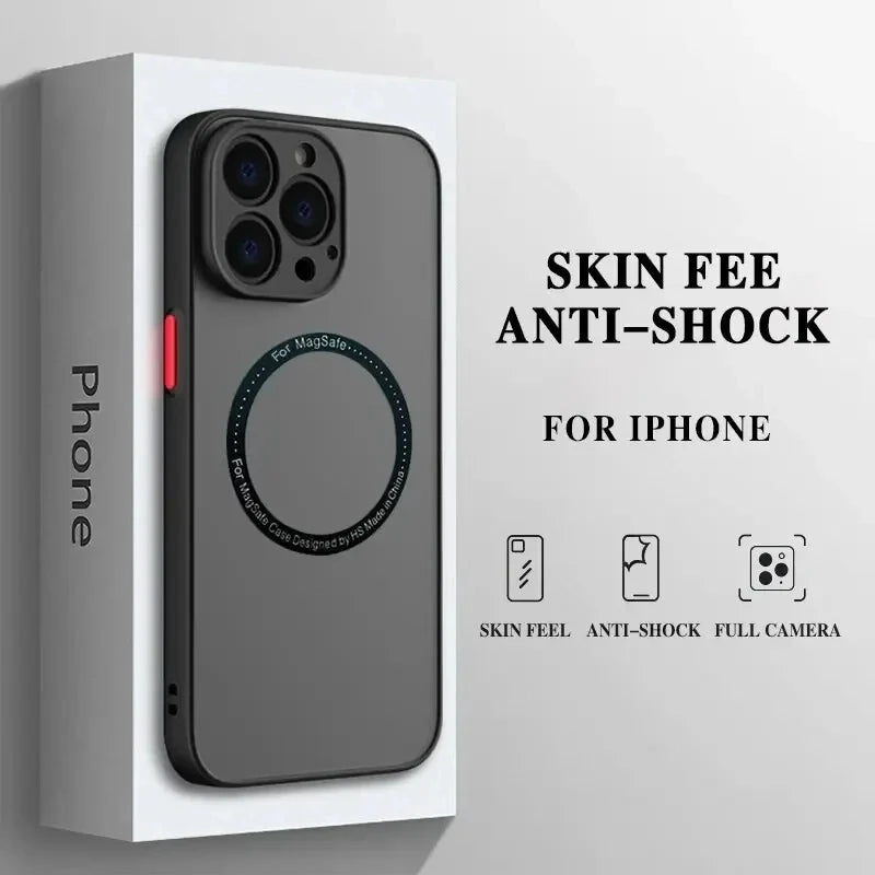Luxury Matte Armor Magnetic for Magsafe Wireless Charge Case For iPhone 18 17 16 15 14 Plus 13 12 mini 11 Pro Max Cover Fundas