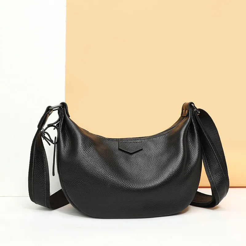 Women's Natural Cow Leather Bag Female Retro Cowhide Crossbody Bag Ladies Large Capacity Shoulder Bag for Middle Aged Women 2025