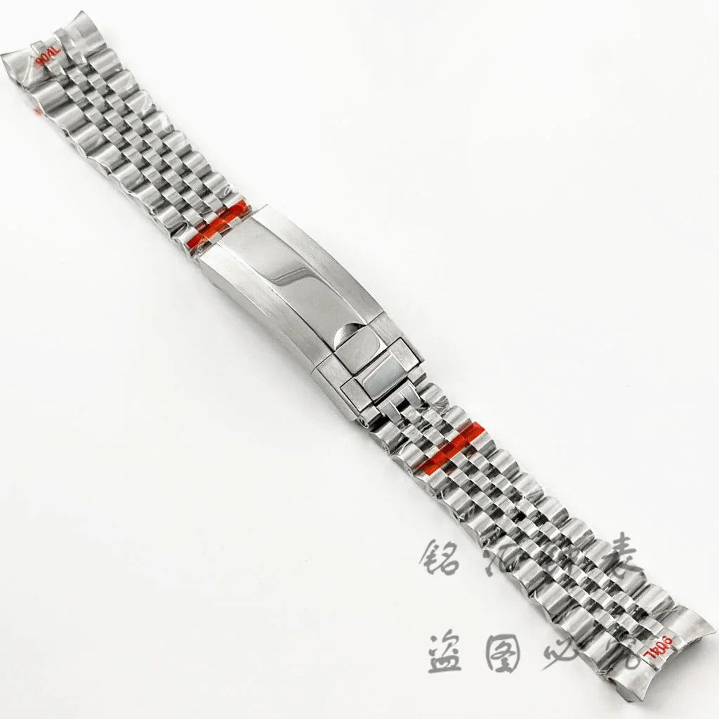 20MM Width Silver Presidential Solid Bracelet 904L Stainless Steel  Glide Lock Clasp Wristband for Sub Log NH34 NH35 Watch Case