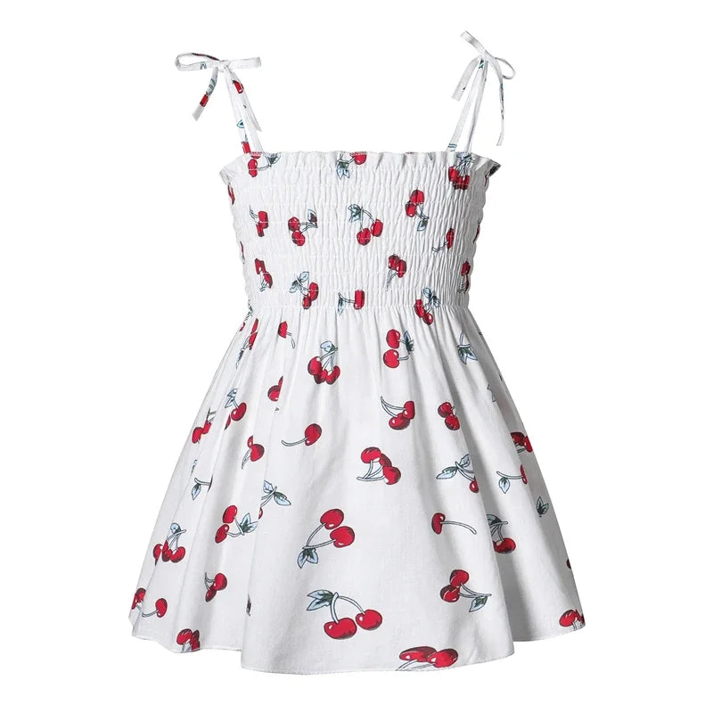 1-6 Years Kids Girls Sleeveless Flower Sundress Summer Beach Strap Princess Dress Cotton Children Clothes Girls Casual Dresses