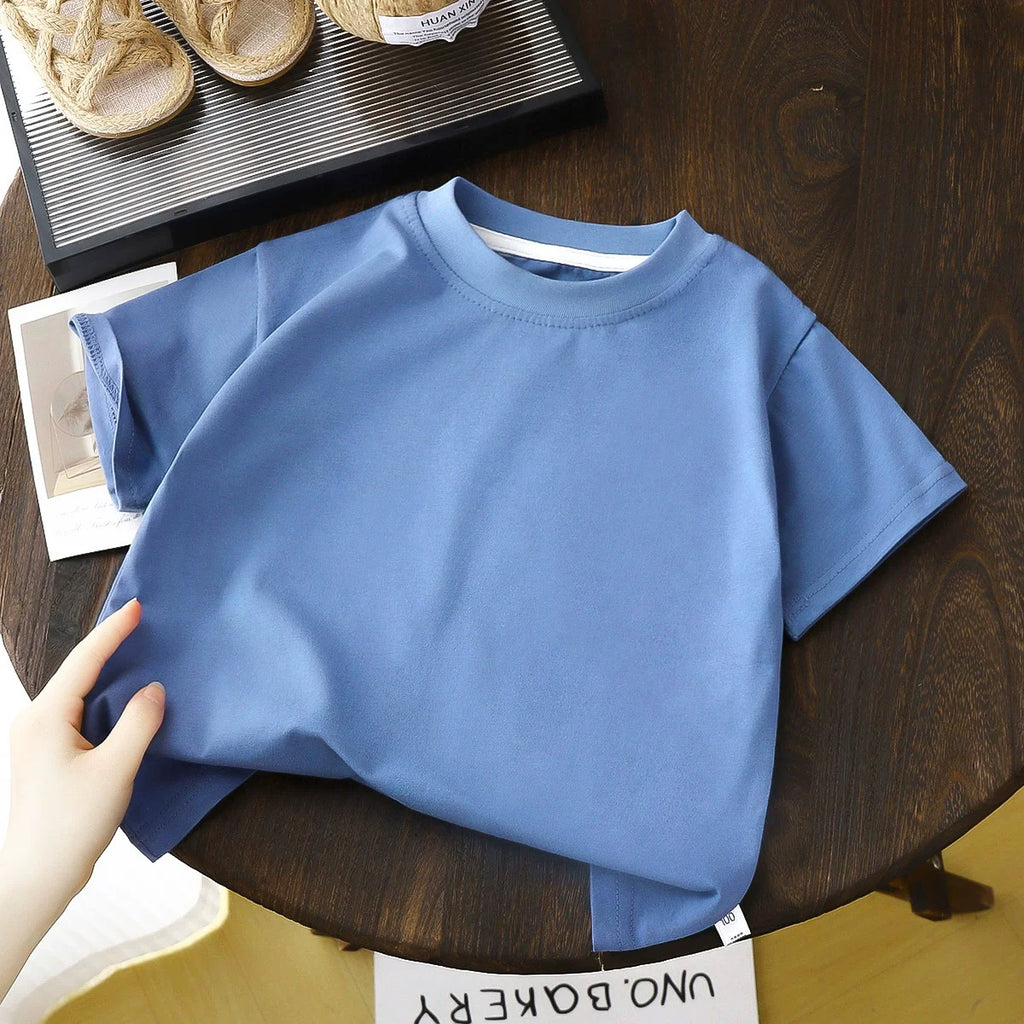 Children's Cotton Short Sleeve White Red Black T-shirt Girls' Summer Baby Clothes Kids Boys' Tops