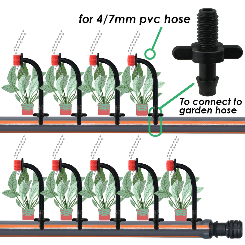 1-50pcs 4/7mm Barbed Connector Irrigation Fitting Drip Irrigation Connector 1/4'' Tubing Hose Fitting for Flower Pot Garden Lawn