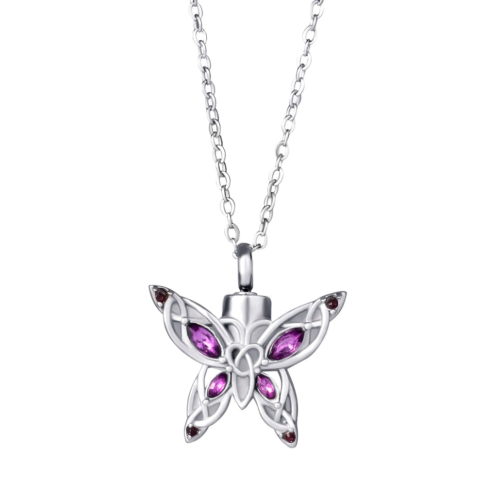Butterfly Ash Holder Urn Pendant Necklace Stainless Steel Cremation Jewelry with 20" Chain Filling Kit