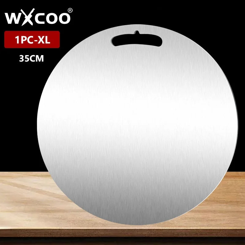 WXCOO Double-sided Cutting Board Kitchen Stainless Steel or Natural Bamboo Chopping Board for Fruit Meat Vegetable Cutting Board