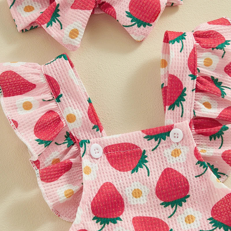 Citgeett Summer Infant Baby Girls Bodysuit and Headband Flower Print Fly Sleeve Jumpsuit Casual Clothes