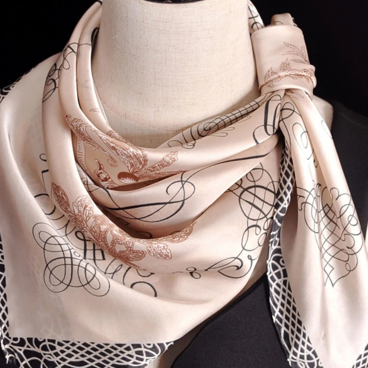 Luxury Apricot Print 70*70cm Silk Square Scarf Women Soft Satin Hairband Neckerchief Tie Female Headband Foulard Bag Ribbon Gift