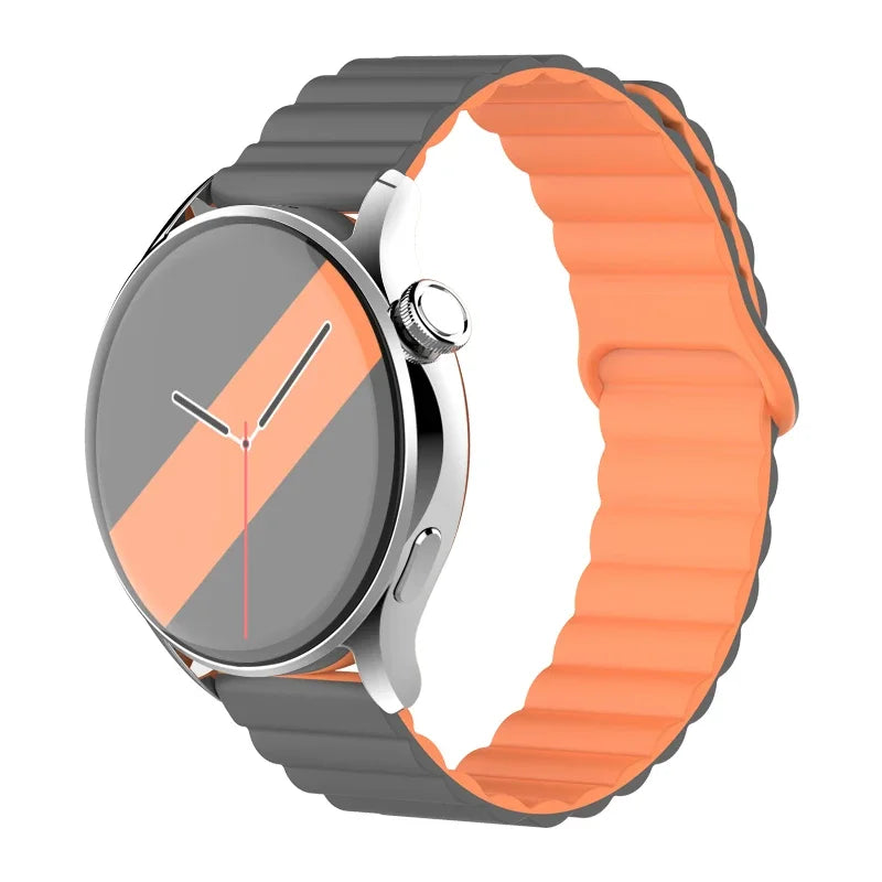 20mm 22mm Magnetic Loop band For Samsung Galaxy watch 6/5 pro/4/Classic/active 2 Silicone link bracelet huawei GT 2-2e 3-4 strap