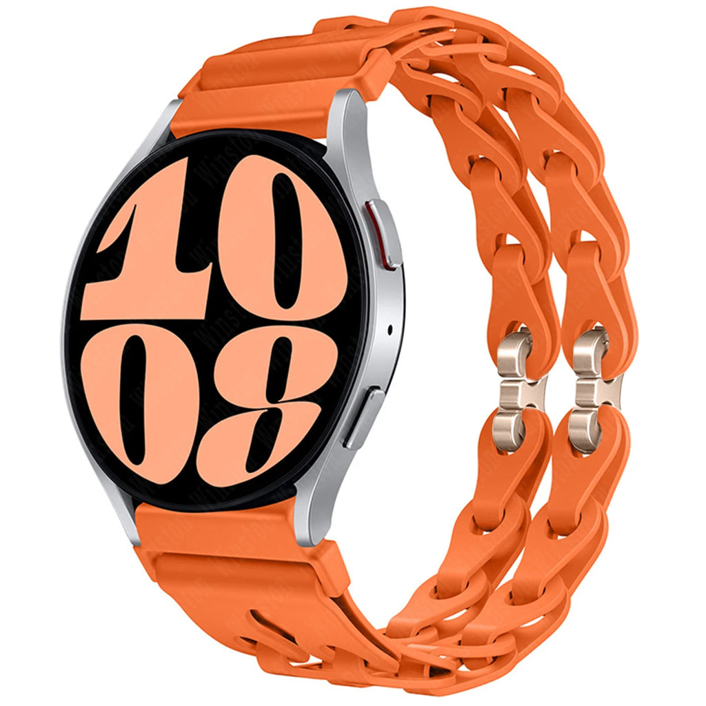 22mm 20mm Chain Strap for Samsung Galaxy Watch 7 6 5 4 6Classic Silicone Band for Huawei GT4 3Pro for Amazfit GTR 4/GTS Bracelet