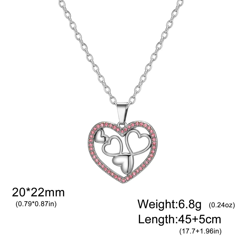 Skyrim Sweet Love Heart Zircon Pendant Necklace Stainless Steel Gold Color Minimalist Choker Fashion Jewelry Birthday Gift