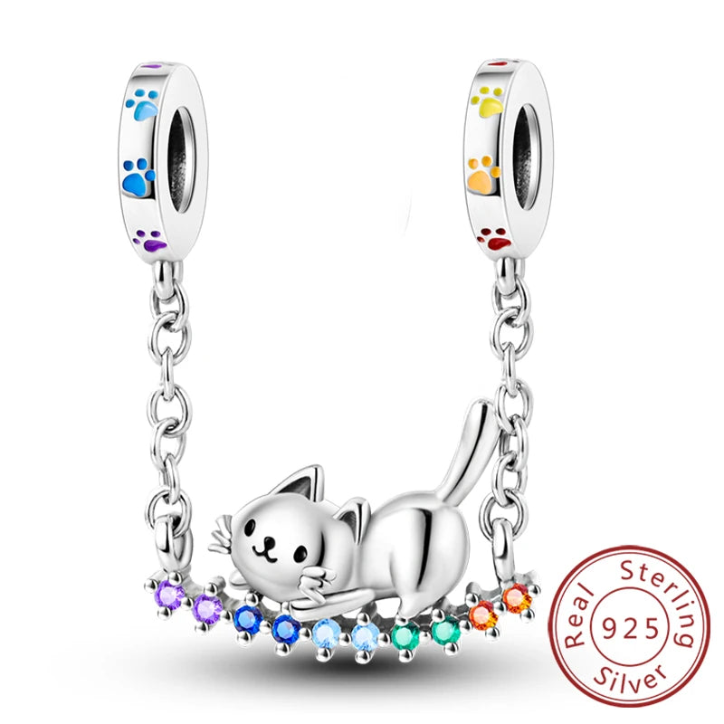 Hot Sale Charm Bead Pendant 925 Sterling Silver Firefly Love Heart Cats Dogs Sunflower Charm for Bracelet Women DIY Jewelry Gift