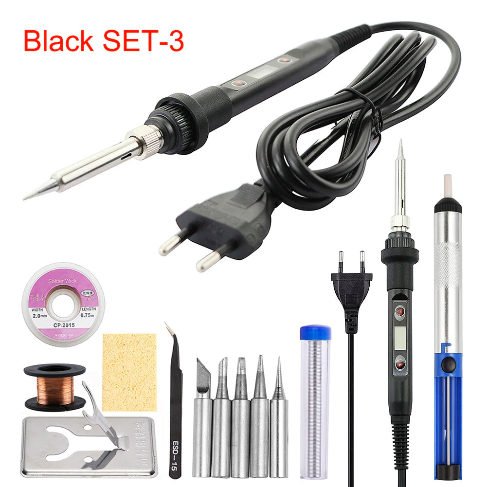 Adjustable Temperature Solder Iron 80W 220V / 110V LCD Electric Soldering Iron Welding Repair Tools