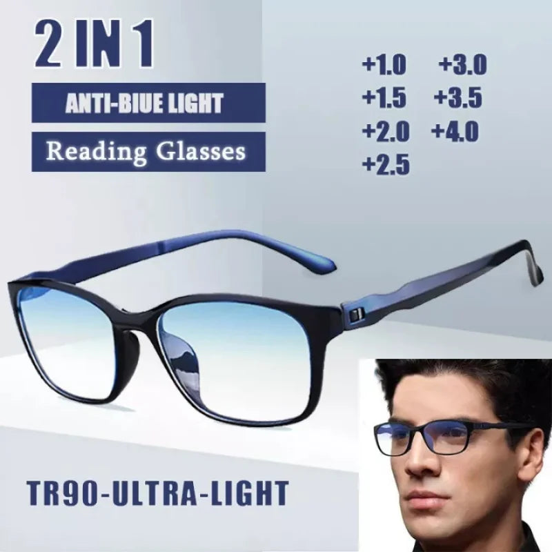 FG New Reading Glasses Men Anti Blue Presbyopic Eyeglasses Antifatigue Computer Eyewear +0.0 +1.0 +1.5 +2.0 +2.5 +3.0 +3.5 +4.0