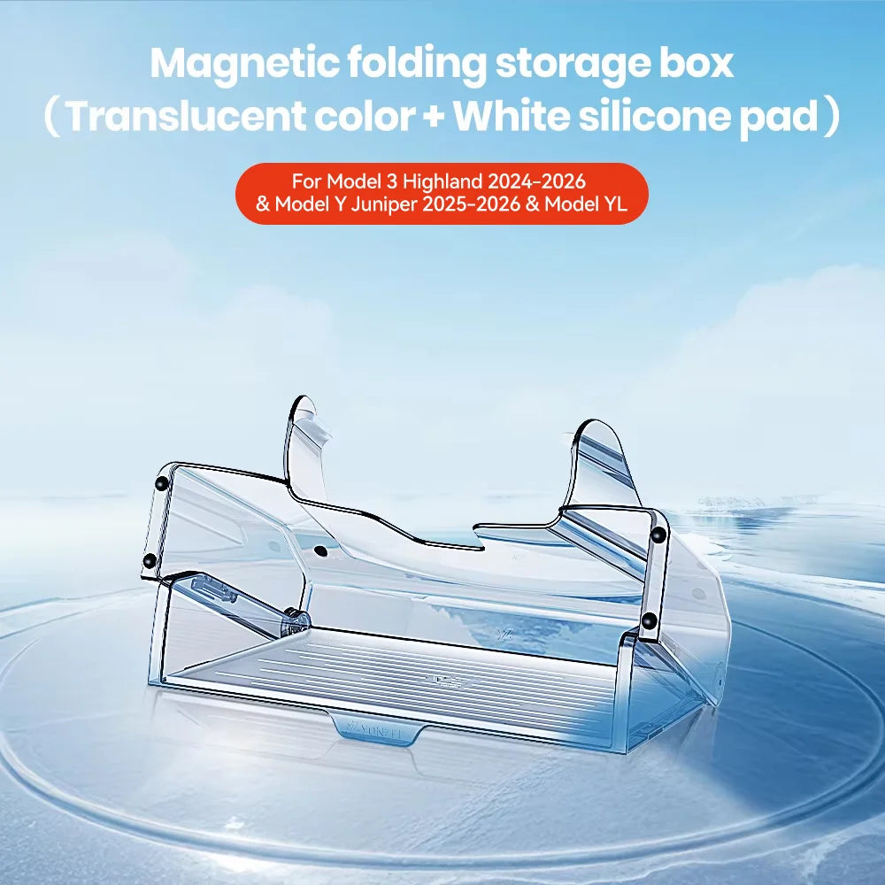 Magnetic Under Screen Storage Box for Tesla - YZ Foldable Tray Accessory for Highland Model 3 & Juniper Model Y ETC Organizer