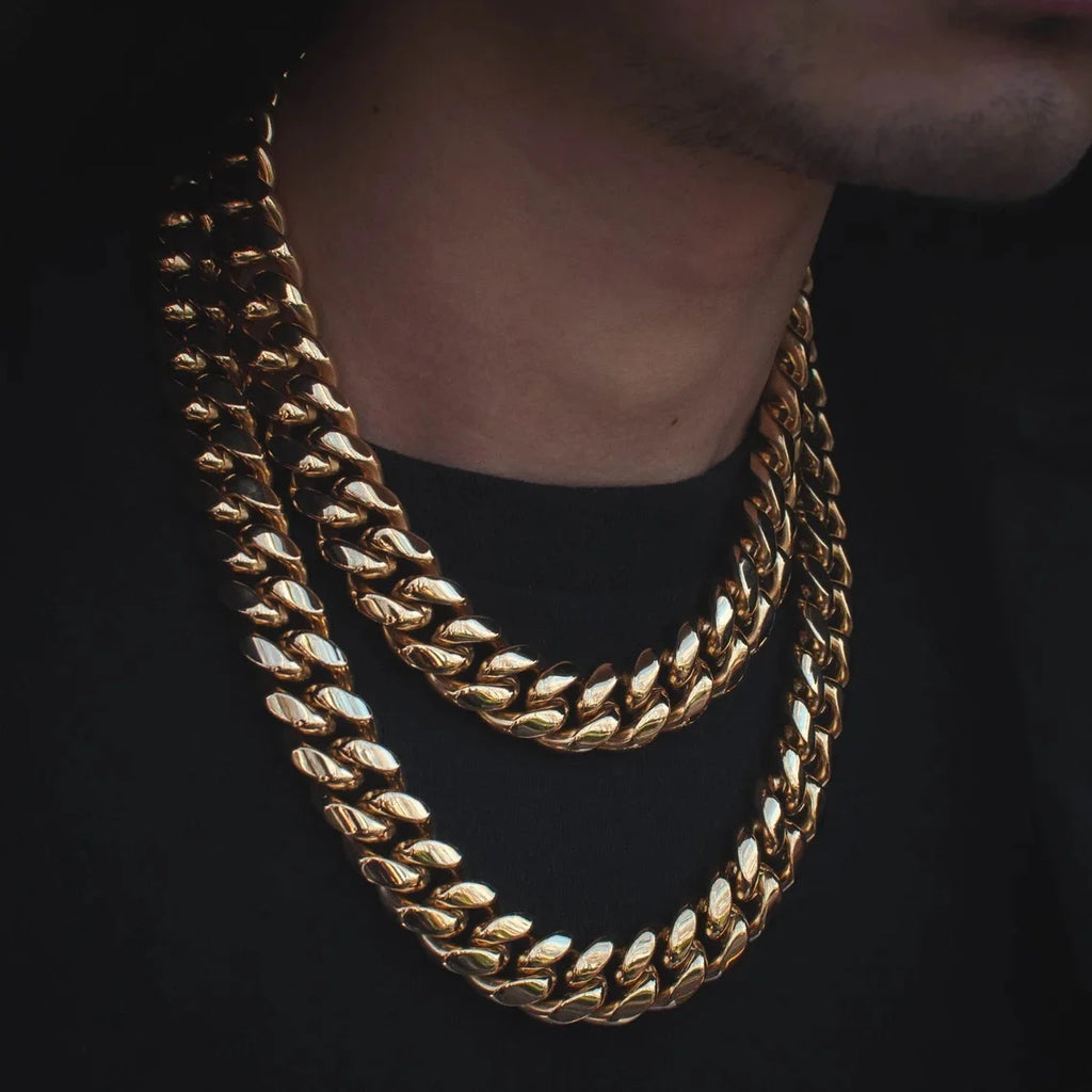 6/8/10/12/14/16MM Hip Hop Cuban Link Necklace For Men Stainless Steel Miami Fashion Jewelry Thick And Thin Rainbow Chains